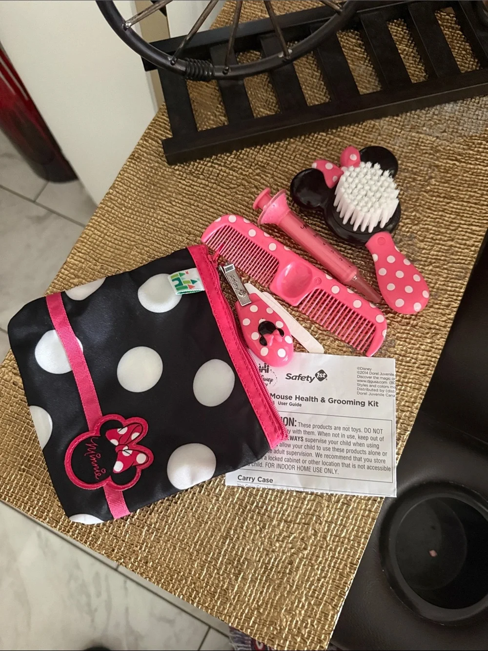 Minnie Mouse Pink & Black Polka Dot Kids Grooming Kit
